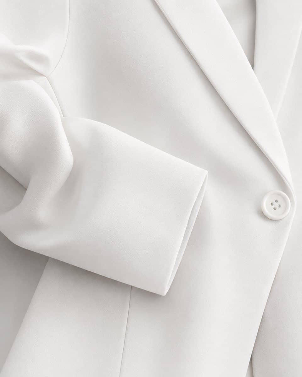 Sculpted White Suit — Sleeve detail